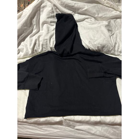 Old Navy black S 6/7 kind vibes hooded black French terry crop sweatshirt nwot - Picture 4 of 5
